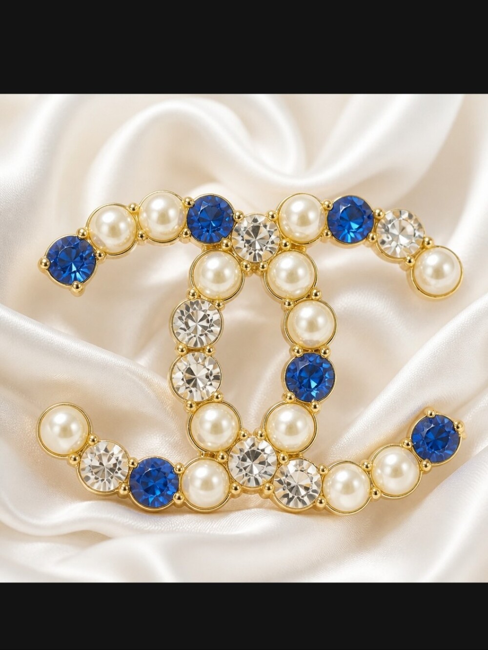 Crystal & Pearl  CC Gold Brooch, Unbranded Box, Chanel Bow
